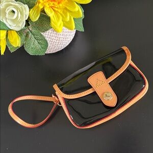 Patent Black Crossbody Bag with Tan Trim